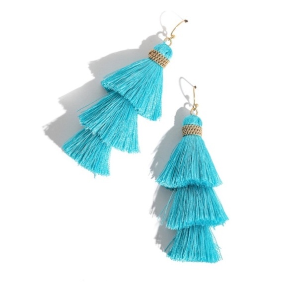 Paris&Pearle Jewelry - Fringe With Benefits Turquoise Earrings